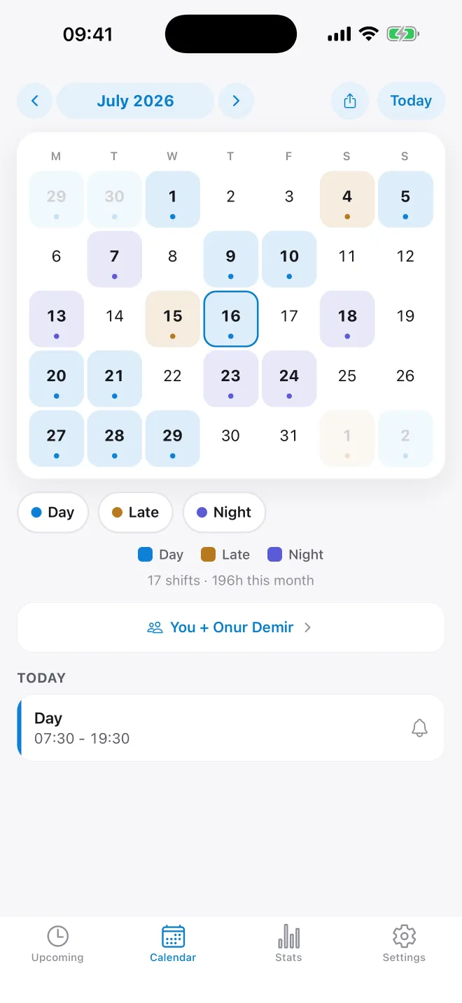ShiftAl shift calendar